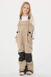 Girls’ Khaki Reflective Durable Workwear Snow Bibs